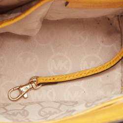 Michael Kors Yellow Canvas and Croc Embossed Leather Colette Tote