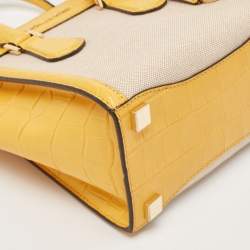 Michael Kors Yellow Canvas and Croc Embossed Leather Colette Tote