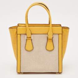 Michael Kors Yellow Canvas and Croc Embossed Leather Colette Tote