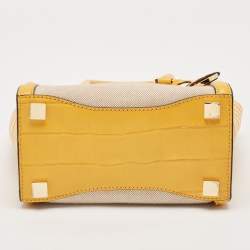 Michael Kors Yellow Canvas and Croc Embossed Leather Colette Tote