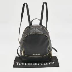 Michael Kors Black Leather Small Rhea Backpack