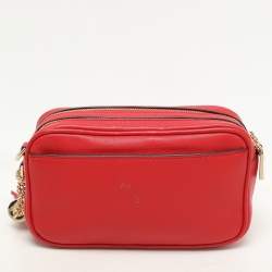 Pre Owned Michael Kors Red Leather Rose Studded Crossbody Bag