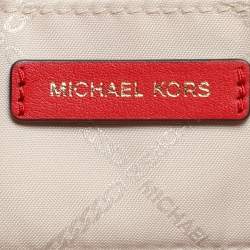 Pre Owned Michael Kors Red Leather Rose Studded Crossbody Bag