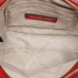 Pre Owned Michael Kors Red Leather Rose Studded Crossbody Bag