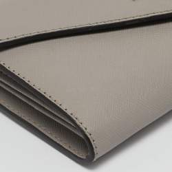 Michael Kors Grey Leather Envelope Flap Wallet On Chain