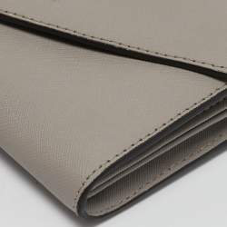 Michael Kors Grey Leather Envelope Flap Wallet On Chain