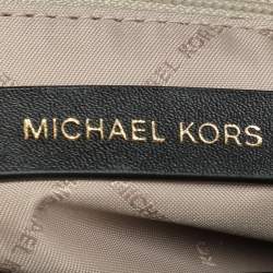 Pre Owned Michael Kors Brown/Black Leather and PVC Medium Manhattan Top Handle Bag