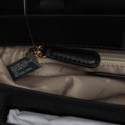 Pre Owned Michael Kors Brown/Black Leather and PVC Medium Manhattan Top Handle Bag