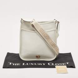 Michael Kors White Leather Large Luisa Messenger Bag