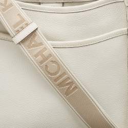 Michael Kors White Leather Large Luisa Messenger Bag