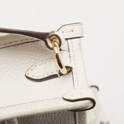 Michael Kors White Leather Large Luisa Messenger Bag
