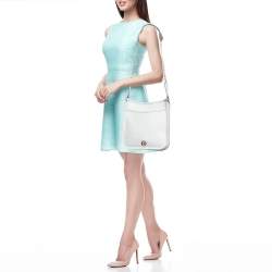 Michael Kors White Leather Large Luisa Messenger Bag