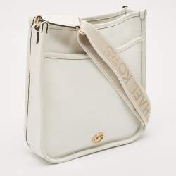 Michael Kors White Leather Large Luisa Messenger Bag
