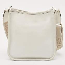 Michael Kors White Leather Large Luisa Messenger Bag