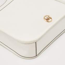 Michael Kors White Leather Large Luisa Messenger Bag