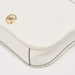 Michael Kors White Leather Large Luisa Messenger Bag