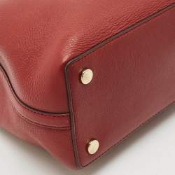 Pre Owned Michael Kors Red Leather Brooklyn Tote