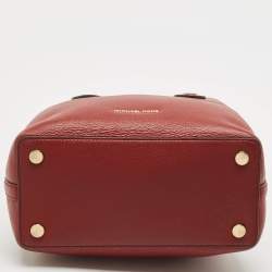 Pre Owned Michael Kors Red Leather Brooklyn Tote