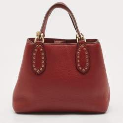 Pre Owned Michael Kors Red Leather Brooklyn Tote