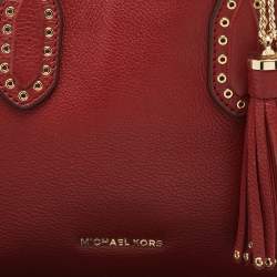 Pre Owned Michael Kors Red Leather Brooklyn Tote