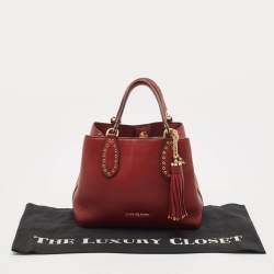 Pre Owned Michael Kors Red Leather Brooklyn Tote