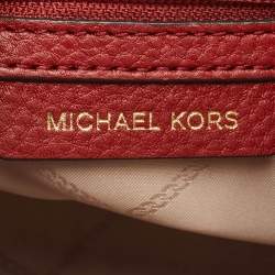 Pre Owned Michael Kors Red Leather Brooklyn Tote