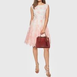 Pre Owned Michael Kors Red Leather Brooklyn Tote