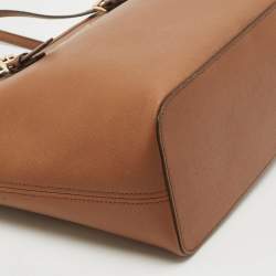 Michael Kors Brown Leather Large Jet Set Top Zip Tote