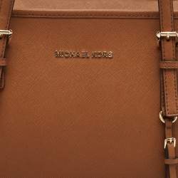Michael Kors Brown Leather Large Jet Set Top Zip Tote