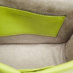 Pre Owned Michael Kors Black/Green Signature Fabric and Leather Small Greenwich Shoulder Bag