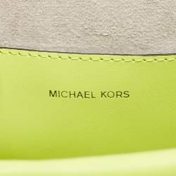 Pre Owned Michael Kors Black/Green Signature Fabric and Leather Small Greenwich Shoulder Bag