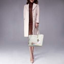 Pre Owned حقيبة يد توتس مايكل كورس جيت سيت قماش مغطى رمادي بتصميم مميز متوسطة