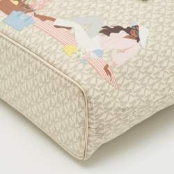 Pre Owned حقيبة يد توتس مايكل كورس جيت سيت قماش مغطى رمادي بتصميم مميز متوسطة