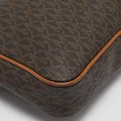 Michael Kors Brown Signature Coated Canvas and Leather Jet Set Crossbody Bag
