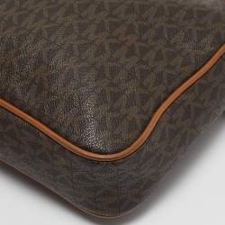 Michael Kors Brown Signature Coated Canvas and Leather Jet Set Crossbody Bag