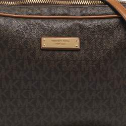 Michael Kors Brown Signature Coated Canvas and Leather Jet Set Crossbody Bag
