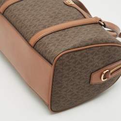 Michael Kors Brown Signature Coated Canvas and Leather Jet Set Travel Duffel bag