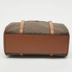 Michael Kors Brown Signature Coated Canvas and Leather Jet Set Travel Duffel bag