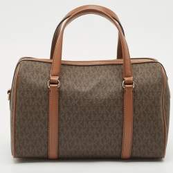 Michael Kors Brown Signature Coated Canvas and Leather Jet Set Travel Duffel bag