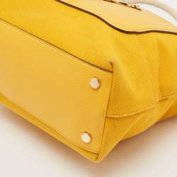 Pre Owned Michael Kors Mustard Canvas and Leather Amy Tote