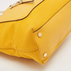 Pre Owned Michael Kors Mustard Canvas and Leather Amy Tote