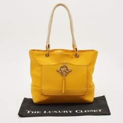 Pre Owned Michael Kors Mustard Canvas and Leather Amy Tote