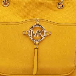 Pre Owned Michael Kors Mustard Canvas and Leather Amy Tote