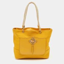 Pre Owned Michael Kors Mustard Canvas and Leather Amy Tote