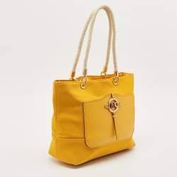 Pre Owned Michael Kors Mustard Canvas and Leather Amy Tote