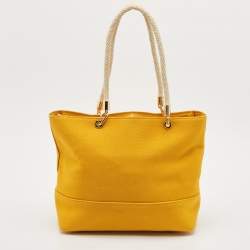 Pre Owned Michael Kors Mustard Canvas and Leather Amy Tote