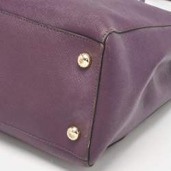 Pre Owned Michael Kors Purple Leather Medium Jet Set Tote