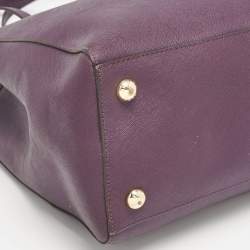 Pre Owned Michael Kors Purple Leather Medium Jet Set Tote