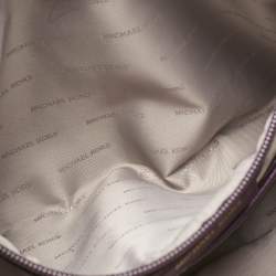 Pre Owned Michael Kors Purple Leather Medium Jet Set Tote