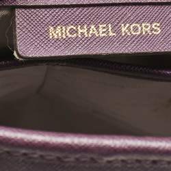 Pre Owned Michael Kors Purple Leather Medium Jet Set Tote